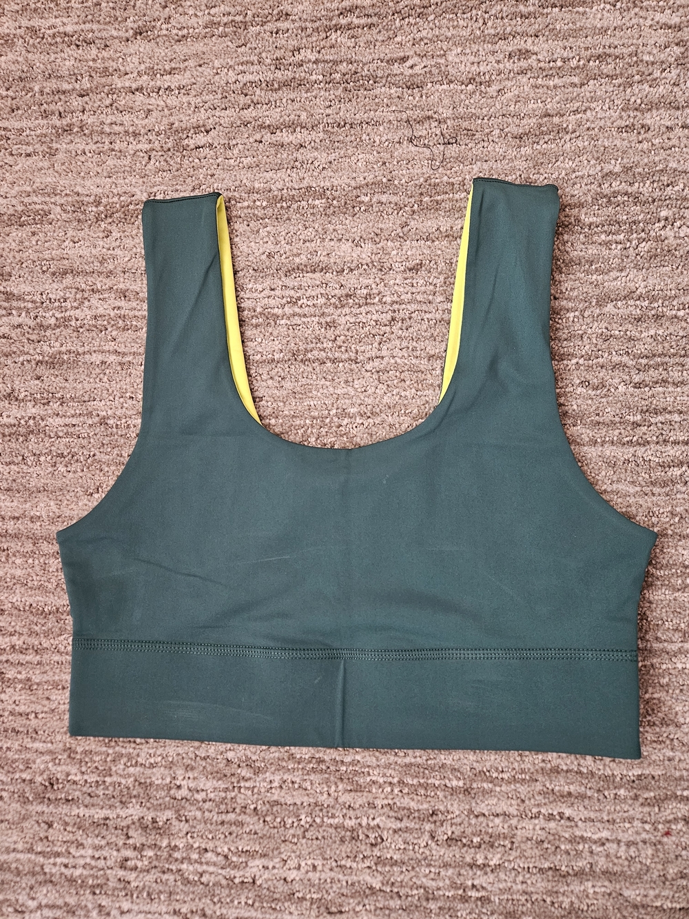 NWOT Fabletics Reversible Dark Green & Yellow Sports Bralette Sz M